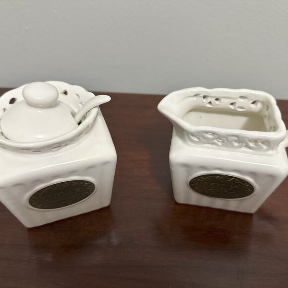 NWOT Mini THL Farmhouse Lattice Cream Pitcher and Sugar Bowl - Picture 5 of 6